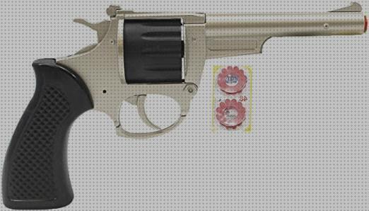 Tradineur - Pistola de policía de juguete recargable con 32 fulminantes, 4  discos de 8 fulminantes, disparos sonoros, regalo par